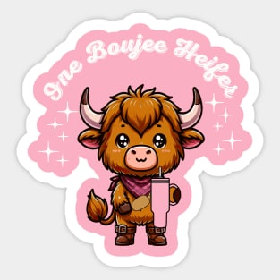 Boujee Heifer Highland Cow Valentines Day Farmyard Animal Sticker